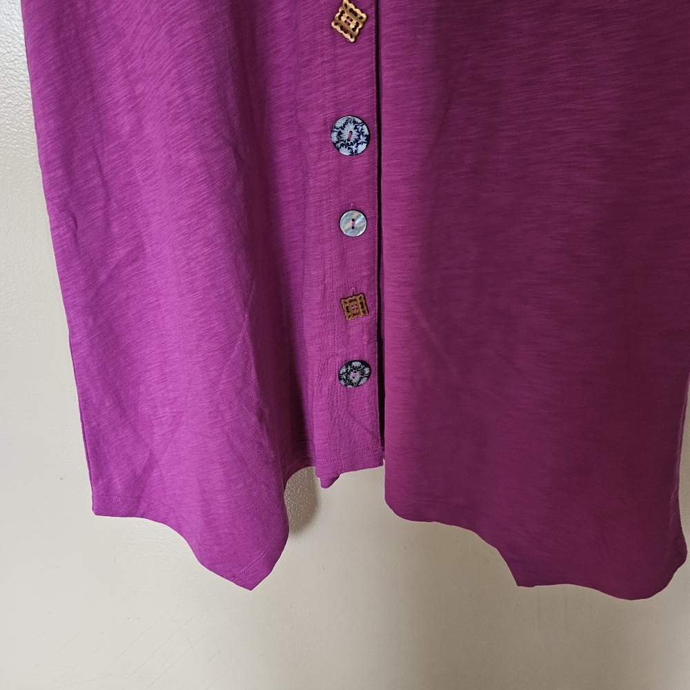 Soft Surroundings Danielle Mixed Button Shirt Dress SP Boho Artsy Resortwear - Picture 6 of 14